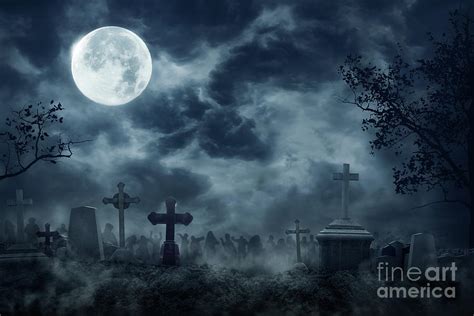 Zombie Rising Out Of A Graveyard Photograph by Sutlafk | Fine Art America