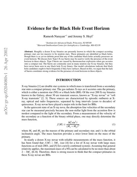 (PDF) Evidence for the Black Hole Event Horizon