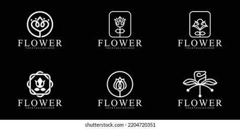 Collection Floral Logo Inspiration Designs Line Stock Vector (Royalty ...