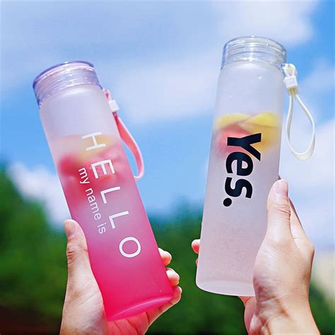 450ML Frosted Glass Water Bottle Gradient Color | Water bottle, Bottle, Glass water bottle