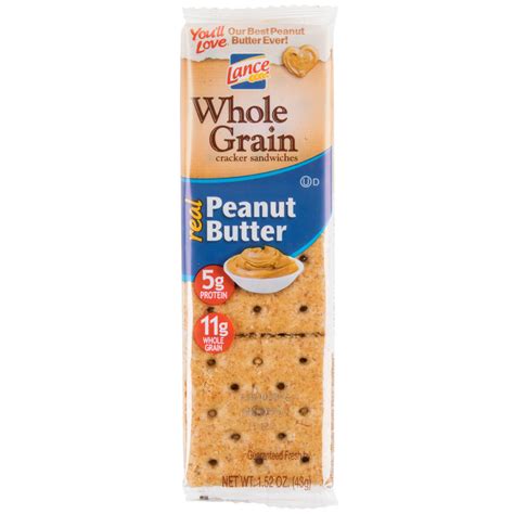 Lance Whole Grain Peanut Butter Sandwich Crackers 8 Count Box - 14/Case