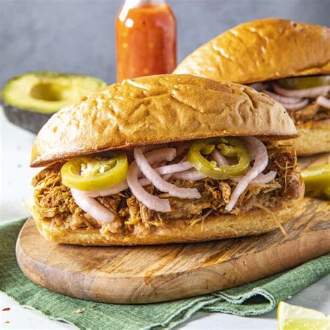 Mexican Torta de Cochinita Pibil (Pulled Pork Sandwich) - Chili Pepper Madness