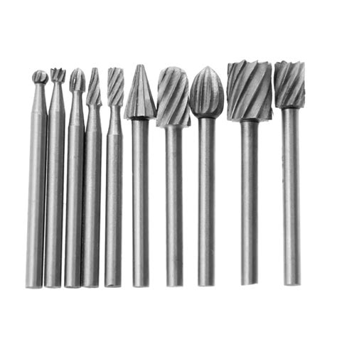 10Pcs 1/8 HSS Routing Router Drill Bits Set for Dremel Carbide Rotary Burrs Tools Wood Stone ...