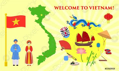 Welcome to Vietnam concept banner, flat style - stock vector 3360954 | Crushpixel