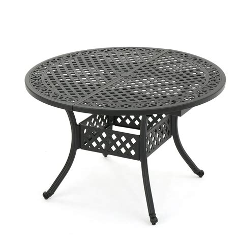 61.25" Black Contemporary Round Expandable Outdoor Patio Dining Table - Walmart.com - Walmart.com