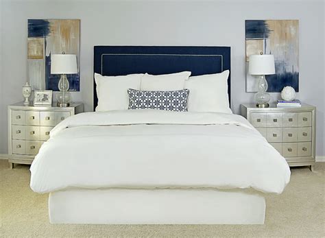 Navy Blue Upholstered Headboard Design Ideas