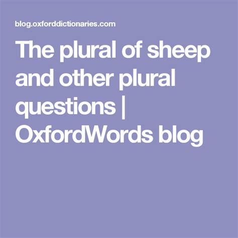 The plural of sheep and other plural questions | OxfordWords blog ...