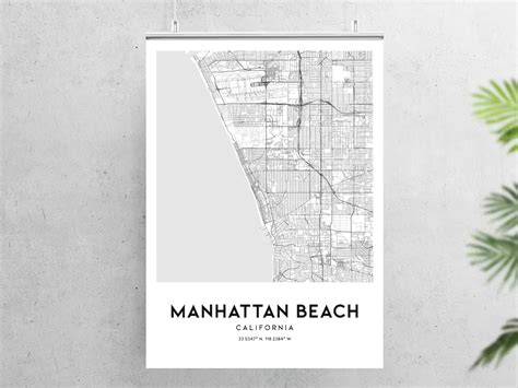 Manhattan Beach Map Print Manhattan Beach Map Poster Wall | Etsy