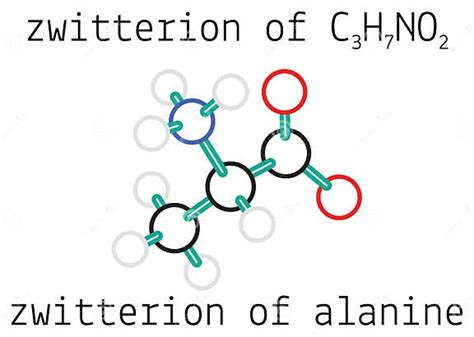 C3H7NO2 Zwitterion of Alanine Amino Acid Molecule Stock Illustration - Illustration of structure ...