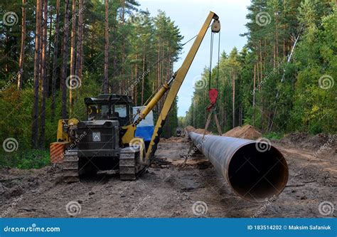 Natural Gas Pipeline Construction Work. a Dug Trench in the Ground for ...