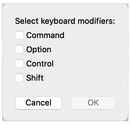 This will create a keyboard modifier entry listing the associated keyboard modifier.