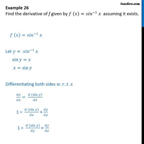 Example 26 - Find derivative of f(x) = sin-1 x - Class 12