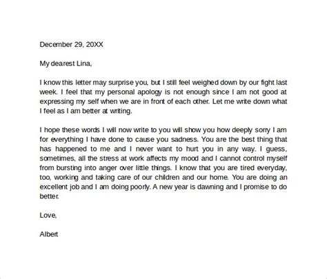 FREE 8+ Sample Apology Love Letter Templates in PDF | MS Word