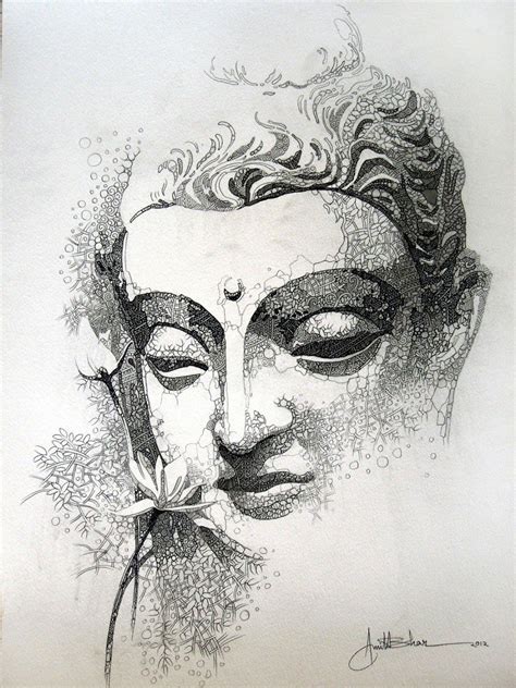 Buddha Pencil Drawing