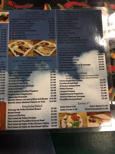 Menu at Taco Lindo restaurant, Naples, Santa Barbara Blvd