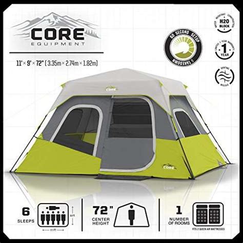 CORE 6 Person Tent - Instant Cabin Core Tents - Camp Stuffs