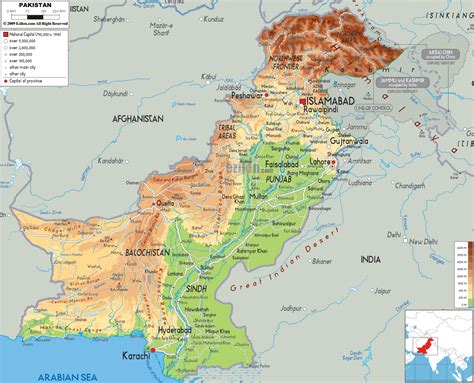 Physical Map of Pakistan - Ezilon Maps