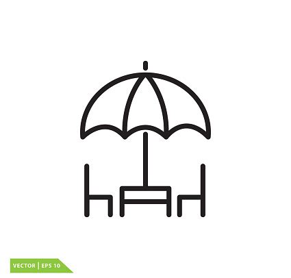 Umbrella Icon Vector Logo Template Stock Illustration - Download Image Now - Autumn, Black And ...