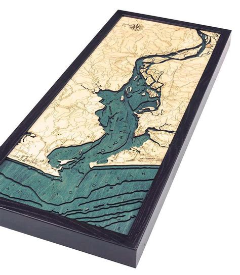 Columbia River Mouth, OR Wood Carved Topographic Depth Chart / Map | eBay