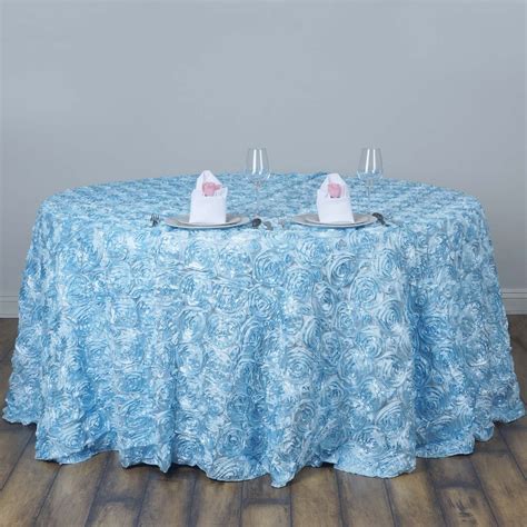 Buy 120" Light Blue Grandiose Rosette 3D Satin Round Tablecloth at ...