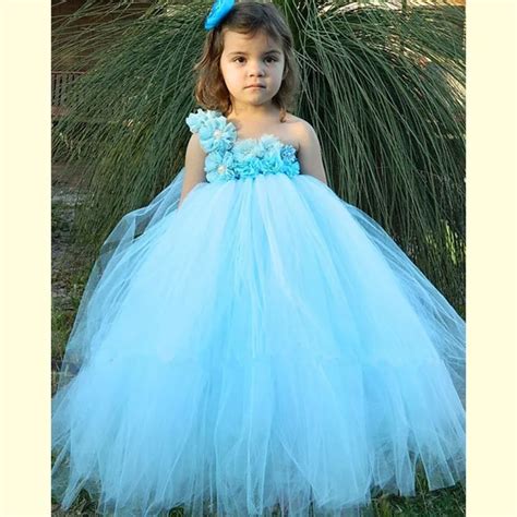 Light Blue Wedding Flower Girl Dress Tulle Tutu Dress Baby Kids Pageant Party Ball Gown Children ...