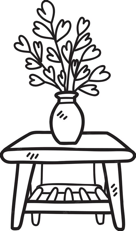 Premium Vector | Hand drawn side table and plants illustration