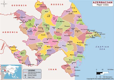 Azerbaijan Major Cities Map | List of Major Cities in Different States ...