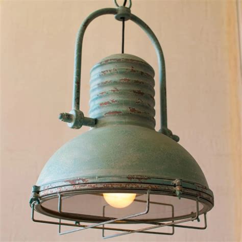 Antique Turquoise Pendant Light | Rustic lighting, Antique pendant light, Wire cage pendant light