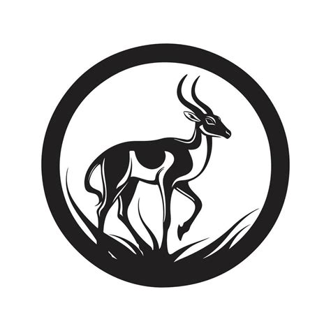 springbok, vintage logo line art concept black and white color, hand ...