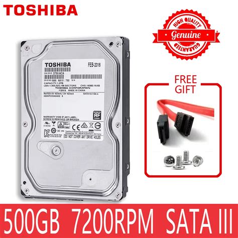 TOSHIBA 500GB Internal Hard Drive Disk Harddisk HDD HD 500 GB 500G SATA ...