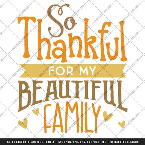 So Thankful for My Beautiful Family SVG DXF EPS Digital Cut | Etsy