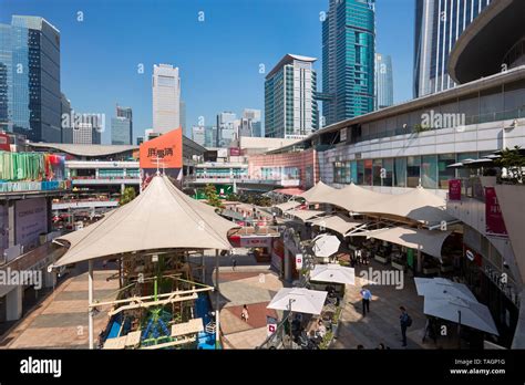 Courtyard at COCO Park shopping mall. Shenzhen, Guangdong Province ...