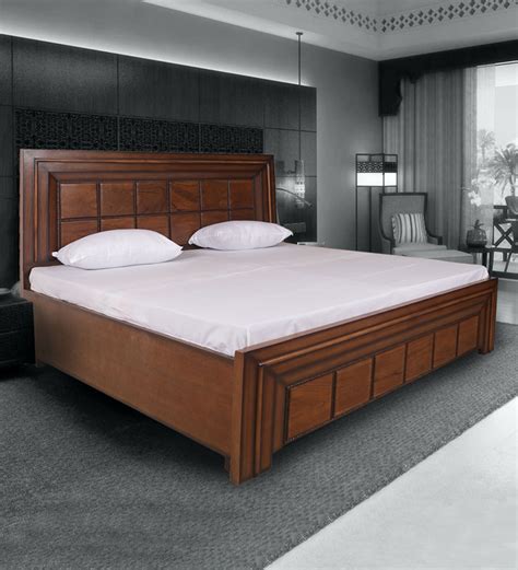 Buy Wendy King Size Bed with Storage in Light Walnut Finish by ...