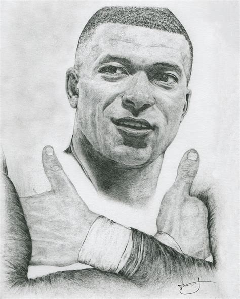 Dessin De Portrait De Kylian Mbappé, Dessin par Portrait Émoi | Artmajeur