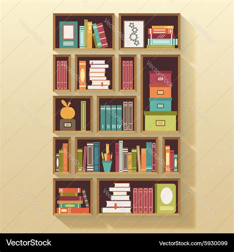 Shelves with colorful books Royalty Free Vector Image