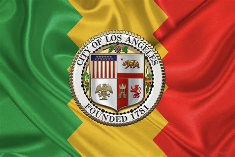 Los Angeles City Seal over Flag of L.A. Digital Art by Serge Averbukh - Fine Art America