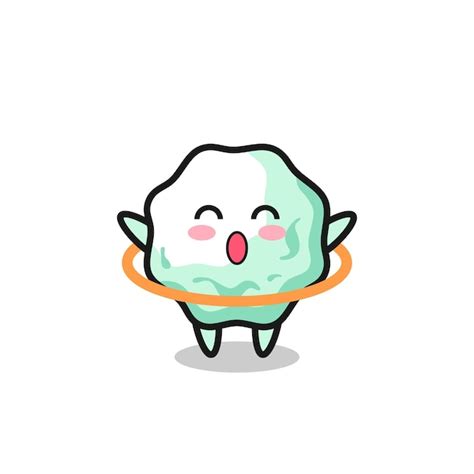 Premium Vector | Cute chewing gum cartoon is playing hula hoop