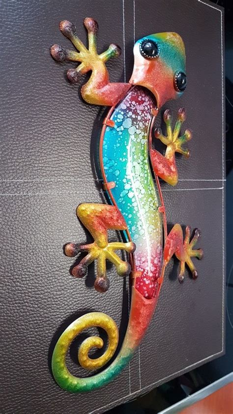 Metal Gecko Wall Decor with Glass for Home Garden Decoration | Etsy