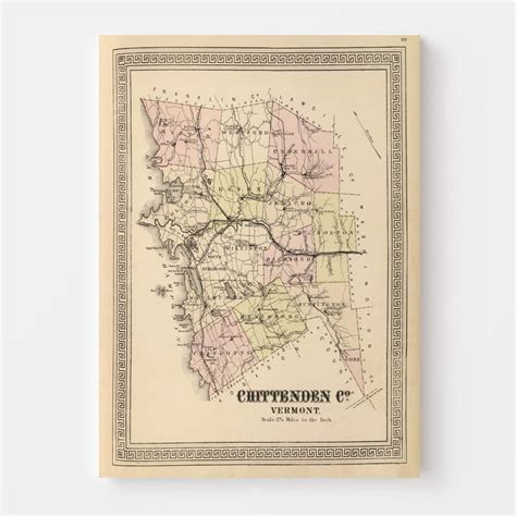 Chittenden County VT Map 1876 Old Map of Burlington Vermont - Etsy