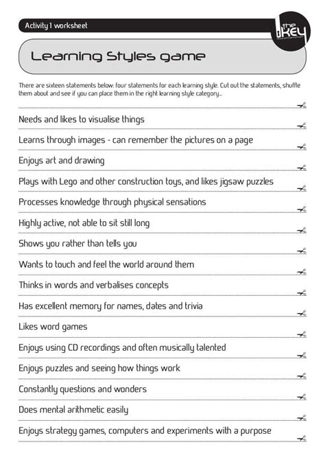 Learning Styles activity with answers