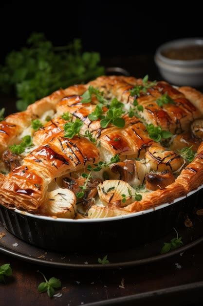 Premium AI Image | chicken and mushroom pie