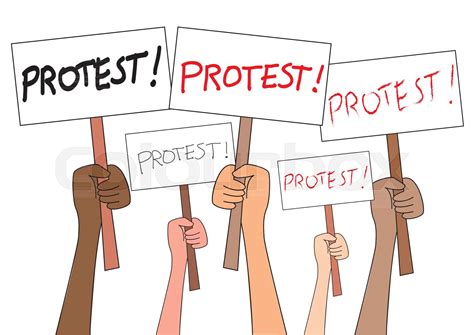 Hands holding protest signs, crowd of people protesters background ...