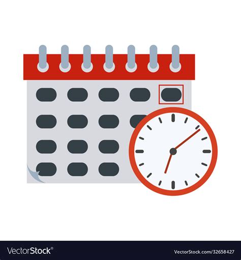 Calendar and clock office supply stationery work Vector Image