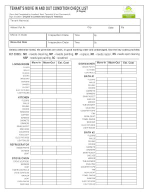 Printable Tenant Move-out Checklist | pdfFiller