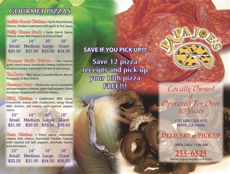 Menu | Papa Joe's Pizza Inc. | Carry-Out Restaurant in Napa, CA 94559