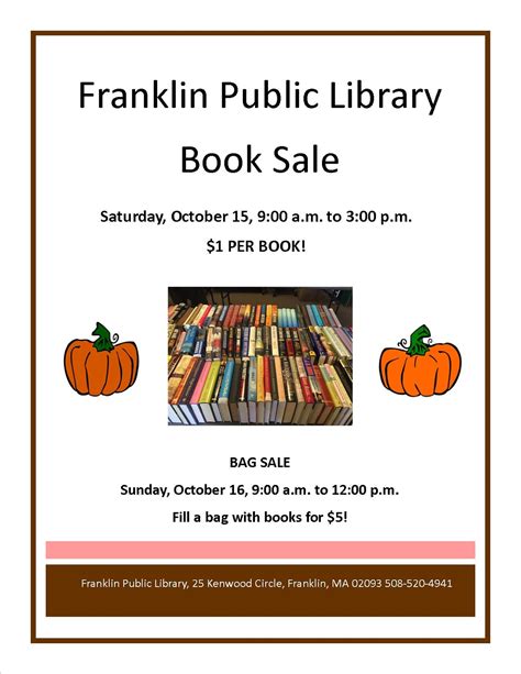 Franklin Public Library: Franklin Public Library Book Sale, Saturday ...