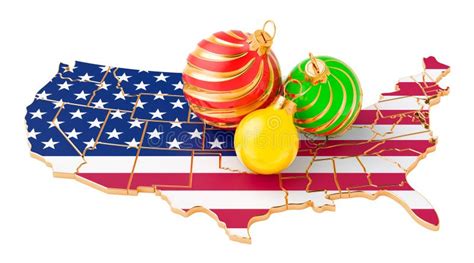 The United States Map with Colored Christmas Balls. New Year and ...