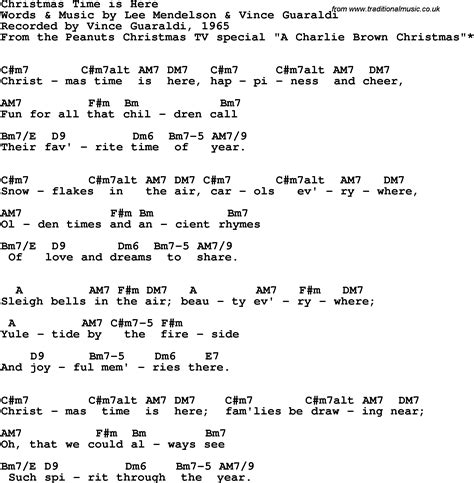 Song lyrics with guitar chords for Christmastime Is Here - Vince ...