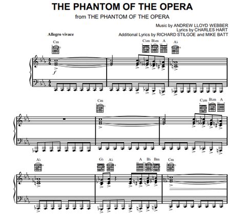 Andrew Lloyd Webber - The Phantom Of The Opera Free Sheet Music PDF for ...