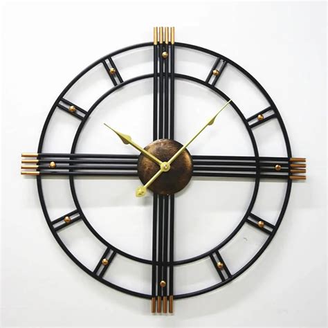 50cm Oversized 3D Retro Roman Wrought Iron Vintage Large Decorative Wall Clock Big on Wall Room ...